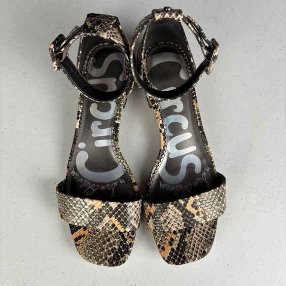 Circus by Sam Edelman Jade Peach Multi Snake Print Ankle Strap Sandal Size 8 - Picture 2 of 7